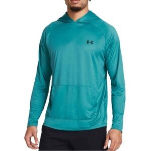 Under Armor Green Long Sleeve Hooded Shirt Size Small EUC